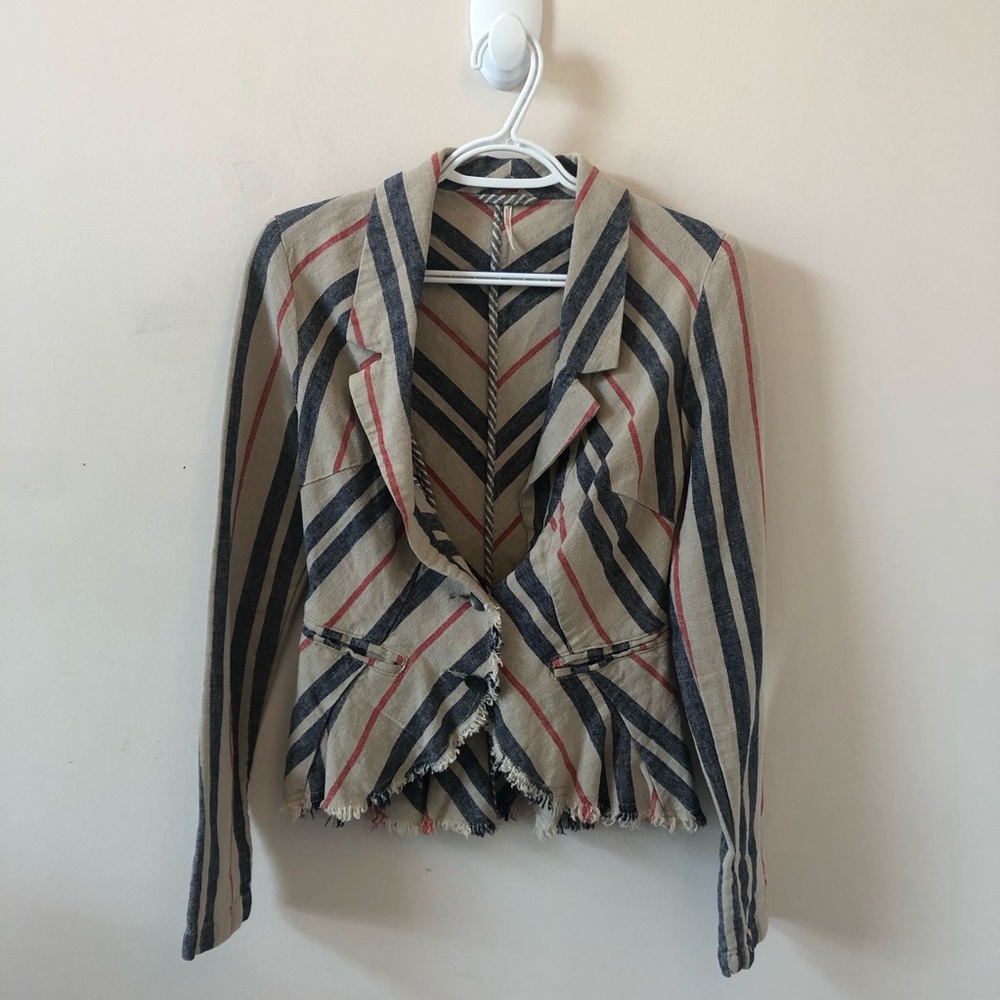 Free People Striped Linen Blazer- Size 2
